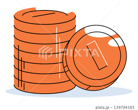 Stack of orange coins vector illustration. Financial growth, banking services, savings account, investment strategy, wealth management, global economy. Pile of copper currency tokens Stack of orange coins vector illustration. Financial growth, banking services, savings account, investment strategy, wealth management, global economy. Pile of copper currency tokens 139784165