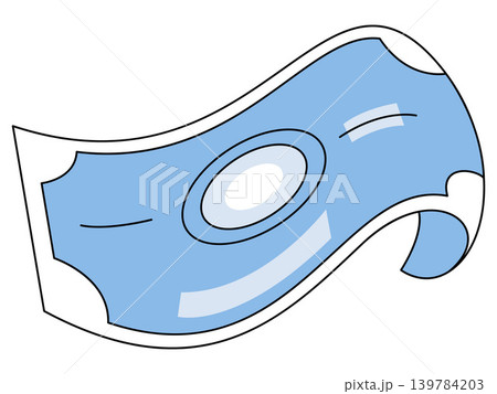 Blue wavy banknote flying in the air vector illustration. Financial success, banking services, cash flow, payment methods, wealth management, economic growth. Floating paper currency bill 139784203