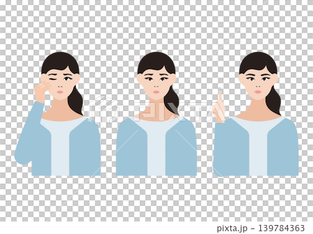 Eye troubles - Vector illustration set for women Eye troubles - Vector illustration set for women 139784363