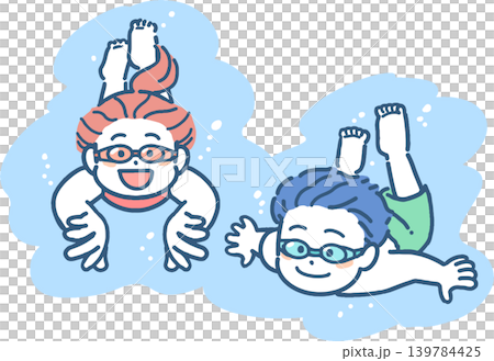男孩女孩在水下玩耍 139784425
