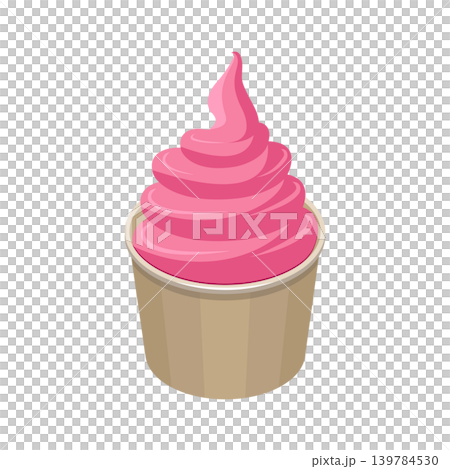 An illustration of a dark pink berry soft serve ice cream in a cup. An illustration of a dark pink berry soft serve ice cream in a cup. 139784530