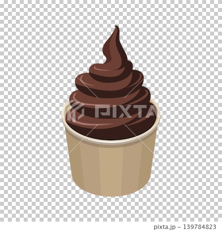 Illustration of chocolate soft serve ice cream in a cup Illustration of chocolate soft serve ice cream in a cup 139784823