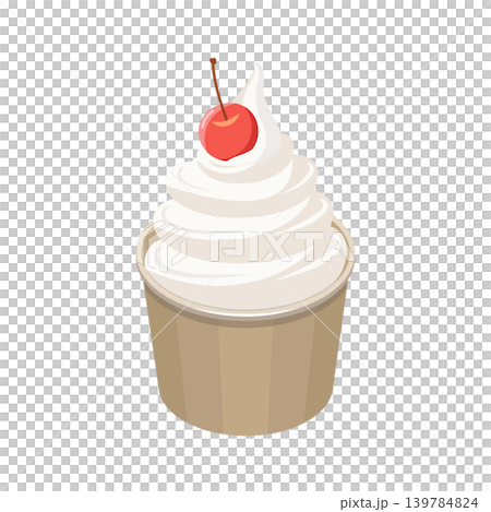 さくらんぼが乗ったカップ入りのバニラソフトクリームのイラスト 139784824