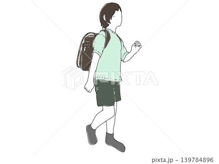 ランドセルを背負って歩く小学生 139784896