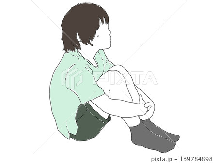 体育座りしている小学生 139784898