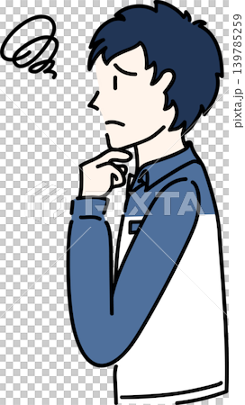 A side view illustration of a working man in work clothes. A side view illustration of a working man in work clothes. 139785259