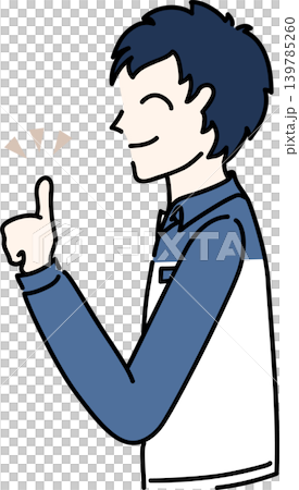 身穿工作服的工人的側面視圖。 身穿工作服的工人的側面視圖。 139785260