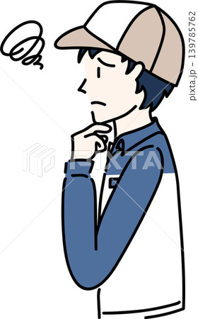 帽子をかぶり作業服を着た働く男性の横向きのイラスト 139785762