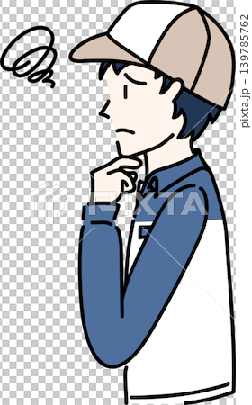 帽子をかぶり作業服を着た働く男性の横向きのイラスト 139785762