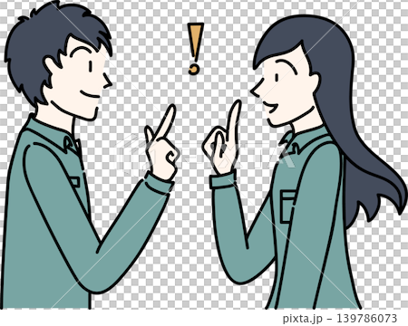 Side view illustration of a working man and woman in work clothes Side view illustration of a working man and woman in work clothes 139786073