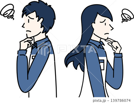 作業服を着た働く男女の横向きのイラスト 139786074