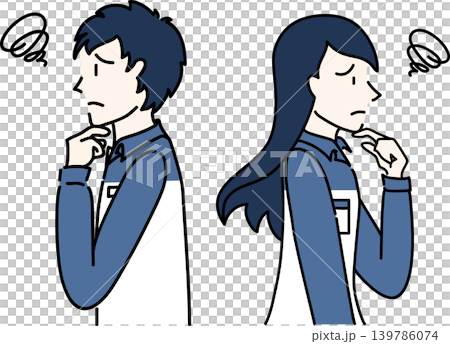 作業服を着た働く男女の横向きのイラスト 139786074