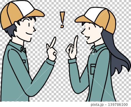 Side view illustration of a working man and woman in work clothes Side view illustration of a working man and woman in work clothes 139786100