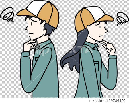 身著工作服的男女工人的側視圖 139786102