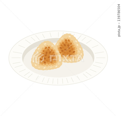 紙皿に載った焼きおにぎり 紙皿に載った焼きおにぎり 139786504