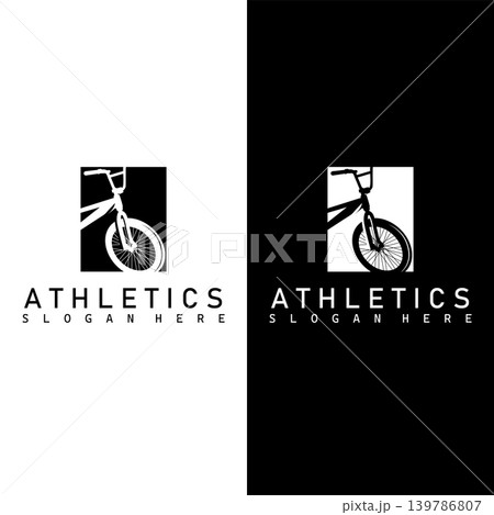 Flat Bicycle Logo Design with Elegant Modern Shape 139786807