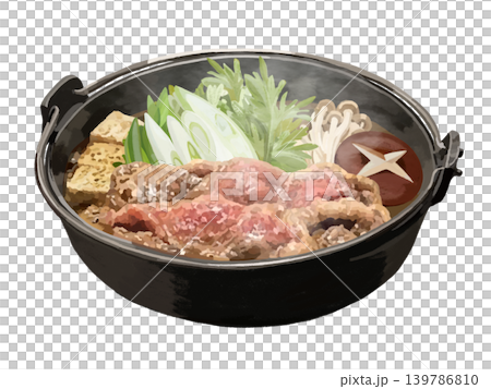 Sukiyaki pot (with steam) Sukiyaki pot (with steam) 139786810