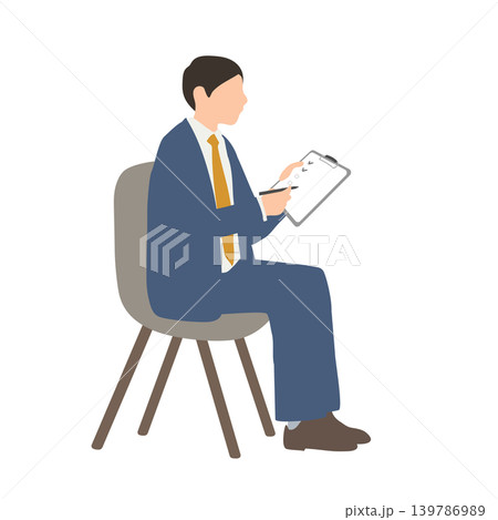 クリップボードを持つ男性相談員のイラスト	 139786989