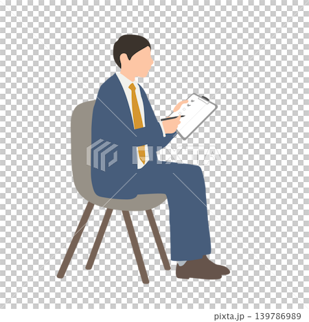 クリップボードを持つ男性相談員のイラスト	 139786989