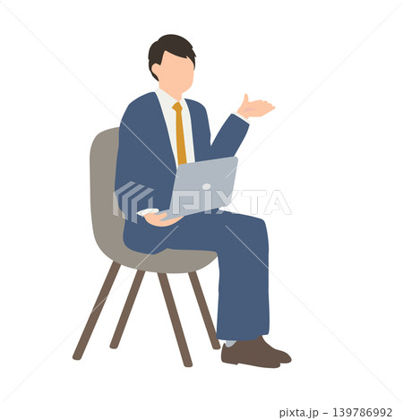 ノートパソコンを使って説明する男性のイラスト 139786992