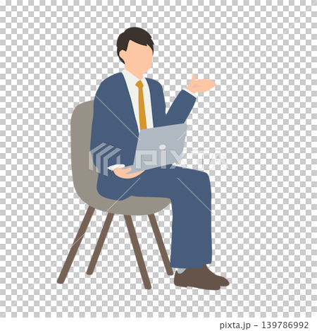 ノートパソコンを使って説明する男性のイラスト 139786992