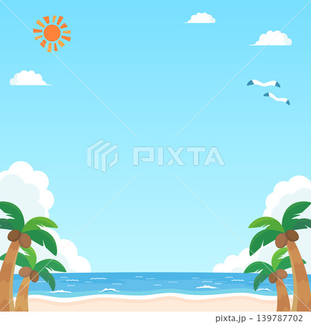 夏の海と浜辺の風景_正方形 139787702