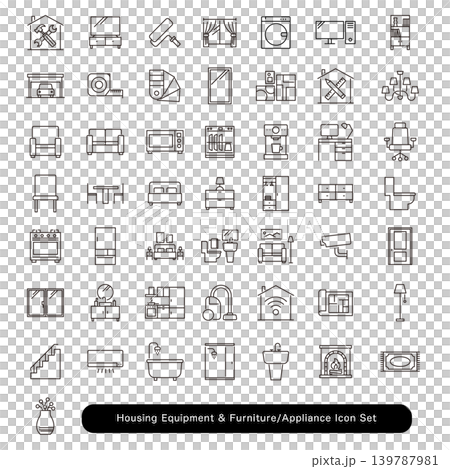 Home equipment, furniture, and appliance icon set Home equipment, furniture, and appliance icon set 139787981