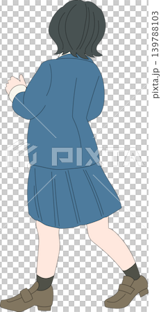 一名女學生背對著他行走。 一名女學生背對著他行走。 139788103