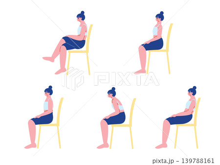 椅子に座る女性の姿勢　イラスト 139788161