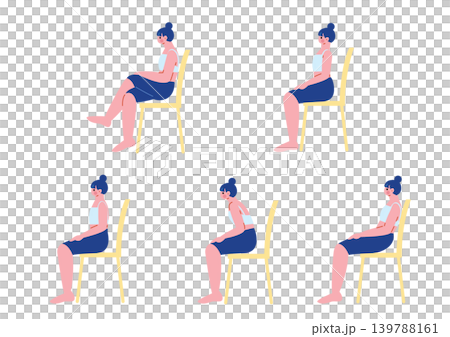 椅子に座る女性の姿勢　イラスト 139788161