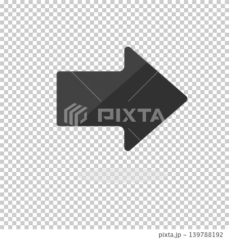 A simple, short, floating black arrow icon pointing to the right - an illustration of a symbol indicating right, sideways, next, or direction of travel. 139788192
