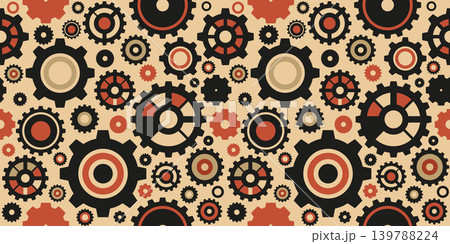 Abstract various cogs and gears wheel mechanisms engineering seamless pattern background retro style Abstract various cogs and gears wheel mechanisms engineering seamless pattern background retro style 139788224