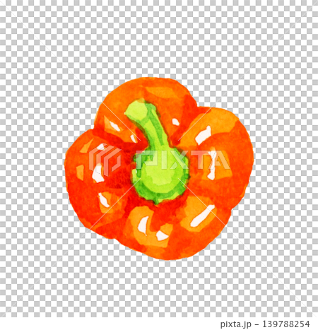 橘色(紅色)哈瓦那辣椒 - 手繪水彩蔬菜插圖。 橘色(紅色)哈瓦那辣椒 - 手繪水彩蔬菜插圖。 139788254