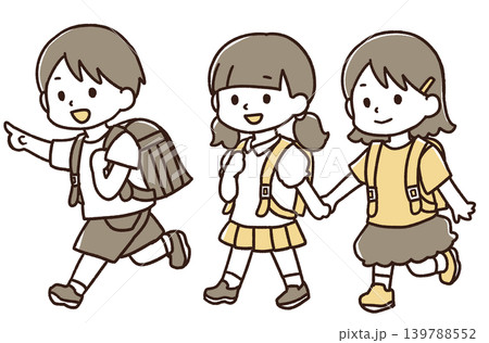 元気に登校する子供たちのイラスト 元気に登校する子供たちのイラスト 139788552