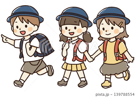 元気に登校する子供たちのイラスト 元気に登校する子供たちのイラスト 139788554