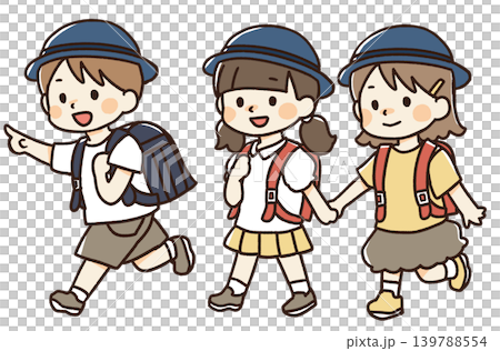 元気に登校する子供たちのイラスト 元気に登校する子供たちのイラスト 139788554