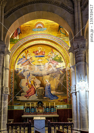 Interior of the Basilica in the Sanctuary of Lourdes, France. 139789417