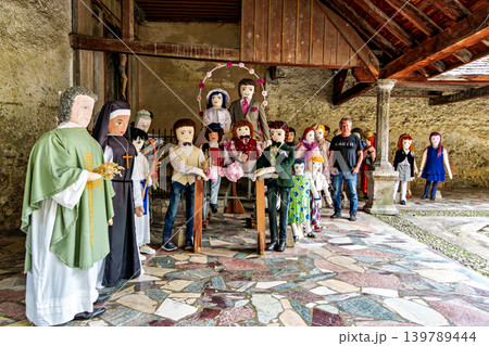 The Mounaques are life size dolls dressed in clothing in Campan, 139789444