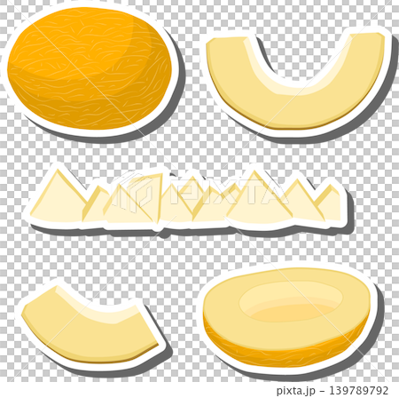 Fruit theme from set juicy delicious melon of various sizes 139789792