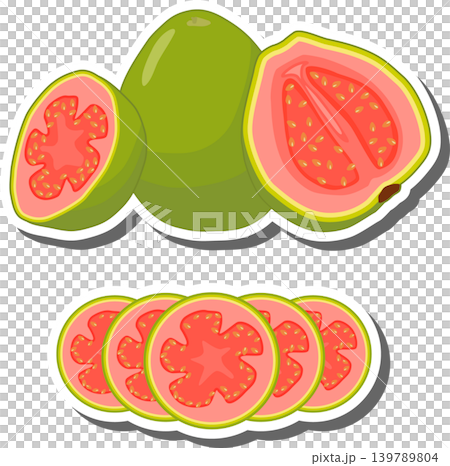 Fruit theme from set juicy delicious guava of various sizes 139789804