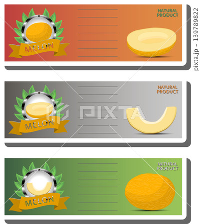 Fruit theme from set juicy delicious melon of various sizes 139789822