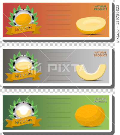 Fruit theme from set juicy delicious melon of various sizes 139789822
