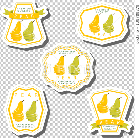 Fruit theme from set juicy delicious pear of various sizes 139789879