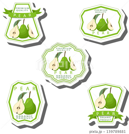 Fruit theme from set juicy delicious pear of various sizes Fruit theme from set juicy delicious pear of various sizes 139789881