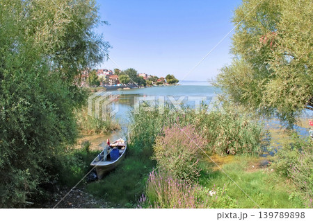 Golyazi Lakeside Village Bursa,Turkiye. Serene view of Golyazi on Uluabat Lake, Bursa, Turkey. Golyazi Lakeside Village Bursa,Turkiye. Serene view of Golyazi on Uluabat Lake, Bursa, Turkey. 139789898