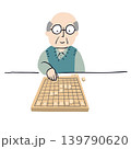 おじいさんがテーブルに座って将棋をしている2 139790620