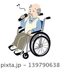 車椅子に座ったおじいさんがカラオケで歌を歌っている2 139790638