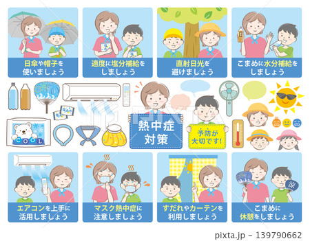 親子のかわいい熱中症対策セット【文字あり】 親子のかわいい熱中症対策セット【文字あり】 139790662