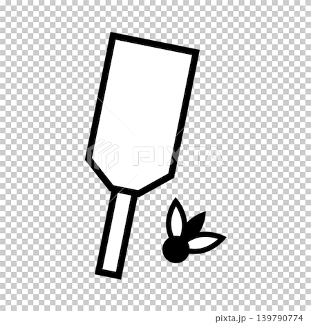 A monochrome icon of a battledore. A monochrome icon of a battledore. 139790774