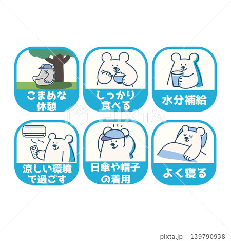 熱中症対策の説明イラストセット 139790938